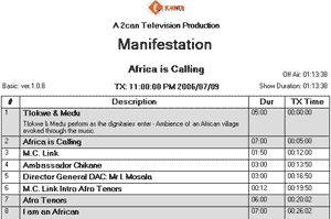 Running Order